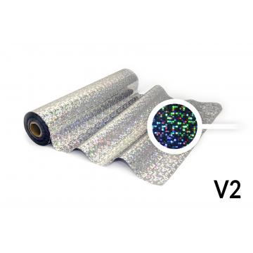 Lámina para Hot Stamping - V2 holográfica, color de plata, estampado de gran elipse simétricamente estructurada
