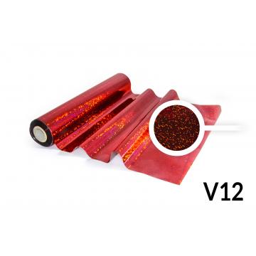 Lámina para Hot Stamping - V12 holograma rojo burdeos fragmentos con ruedas